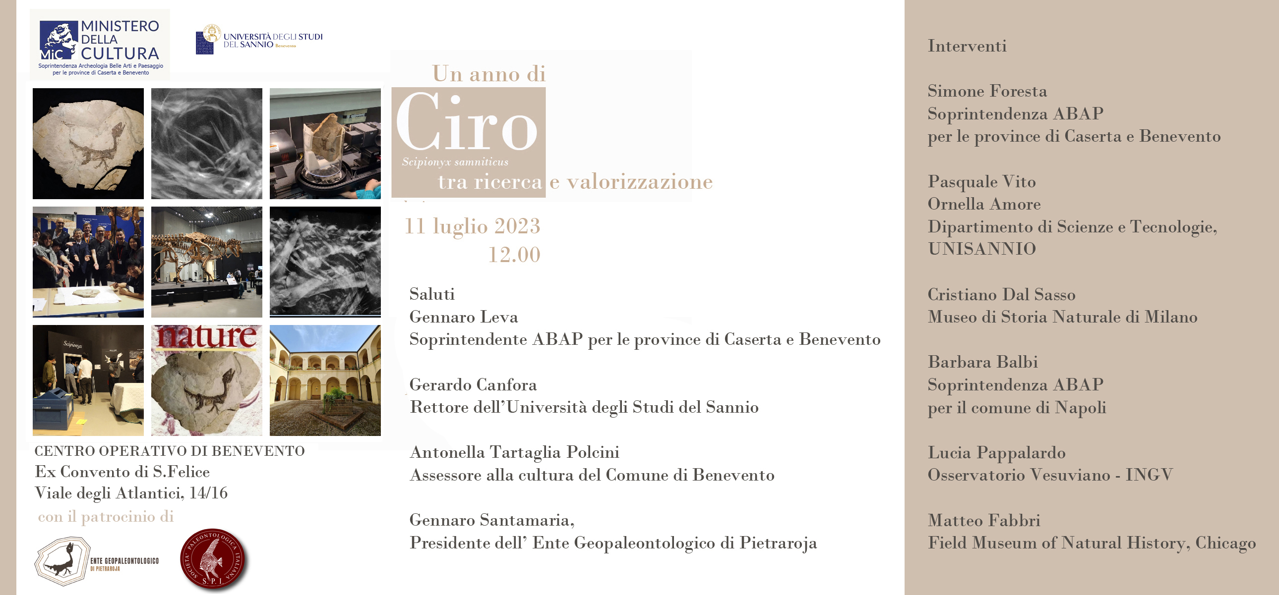 Ciro Scipionyx samniticus vincitore del concorso “Fossili Regionali”. Martedì 11 luglio la premiazione presso il Centro operativo della Sabap di Benevento